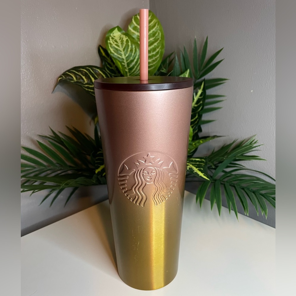 🌟NWT- Starbucks Pink Glitter, Rose Gold to Gold Ombré (Ombre) Stainless Steel
